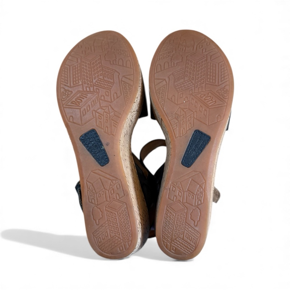 Born Black Leather Cork Wedge Sandals - Picture 12 of 15